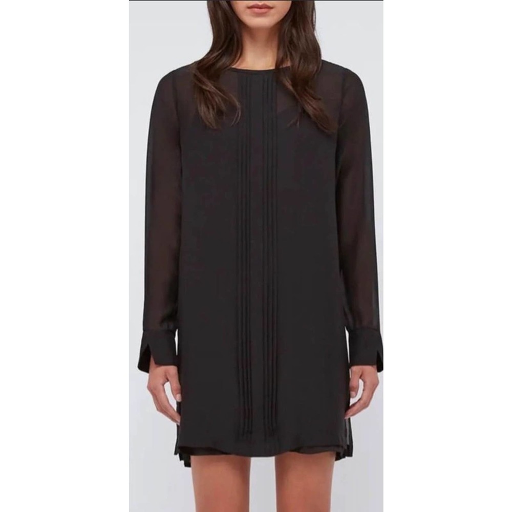 BALDWIN Lottie‎ Womens Black Silk 
 Dress Sheer Overlay Quiet Luxury Size XS New